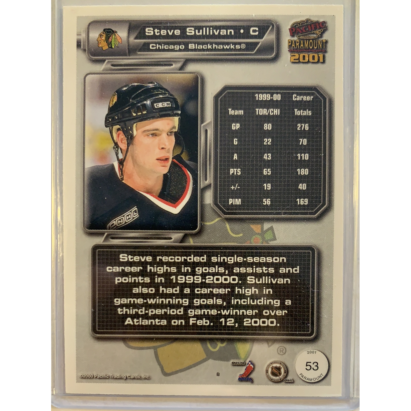  2000-01 Pacific Paramount Steve Sullivan Gold Holo /74  Local Legends Cards & Collectibles