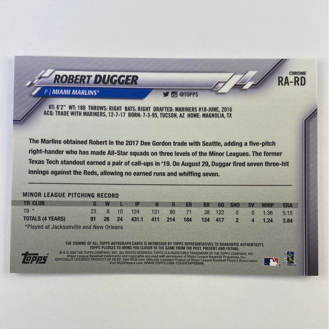 2020 Topps Chrome Robert Dugger RC Auto