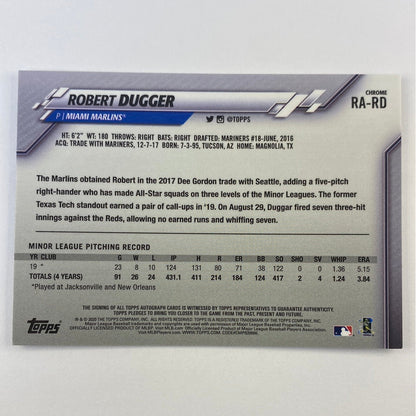 2020 Topps Chrome Robert Dugger RC Auto