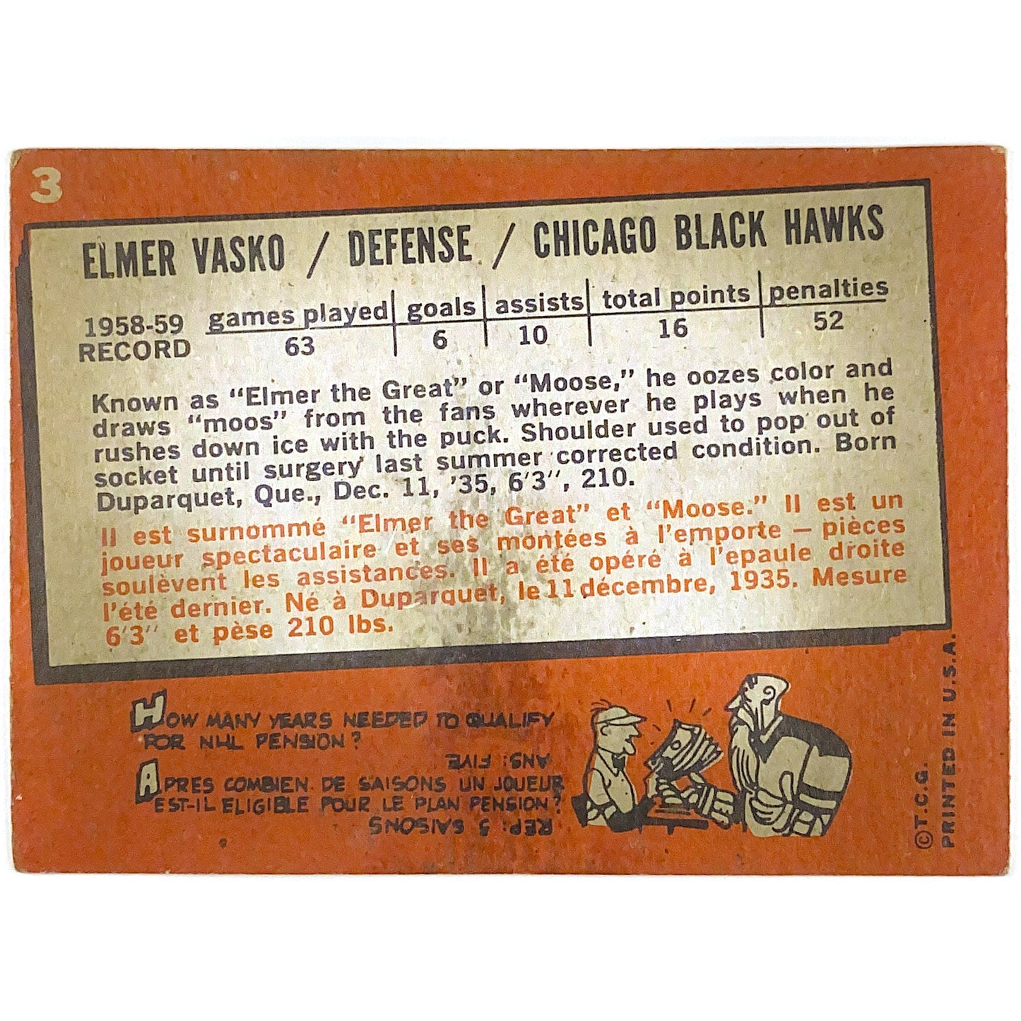 1959-60 Topps Elmer Vasko