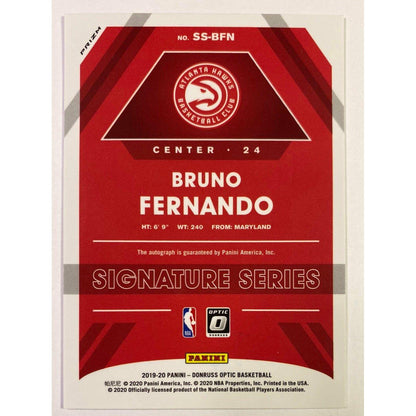 2019-20 Donruss Optic Bruno Fernando Signature Series Silver Holo Prizm RC