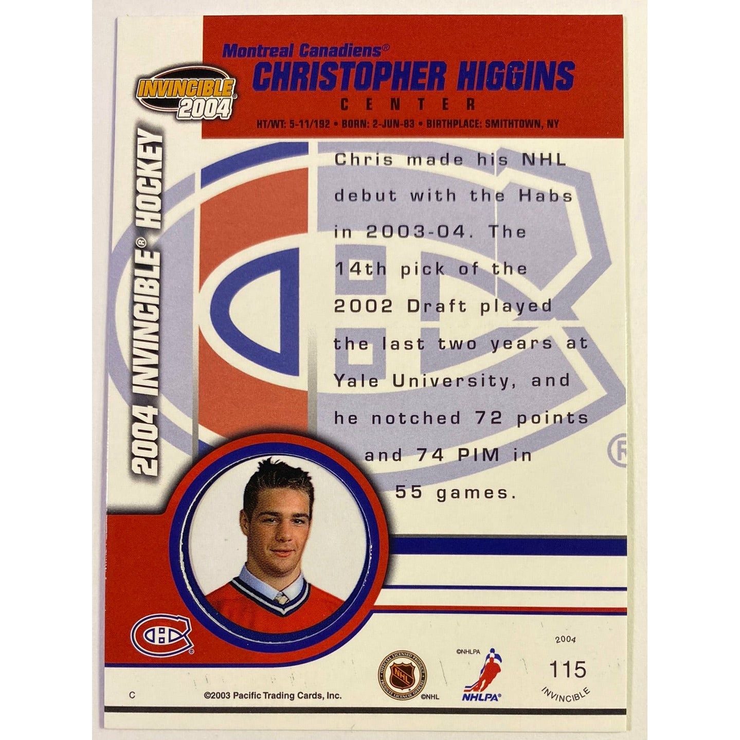 2003-04 Pacific Invincible Chris Higgins Rookie Card
