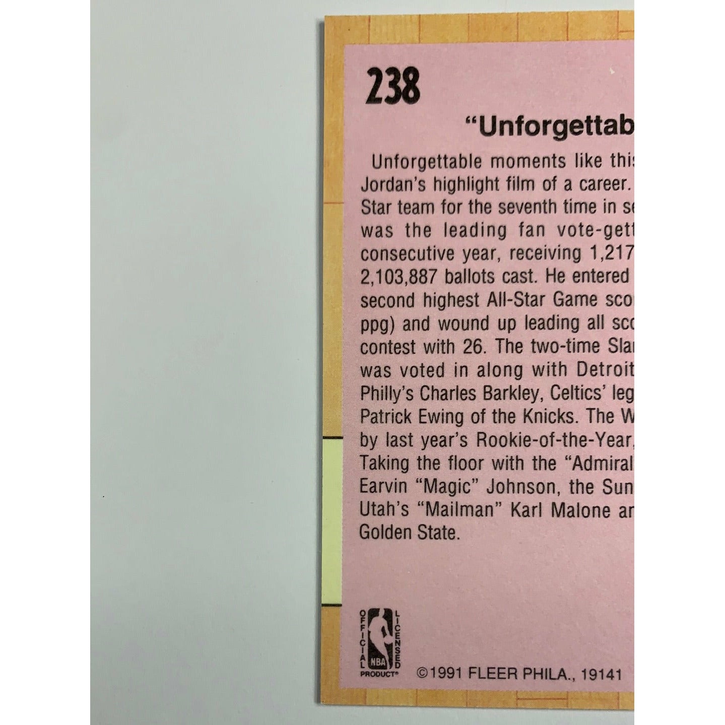 1991 Fleer All Star Game #238 Unforgettable