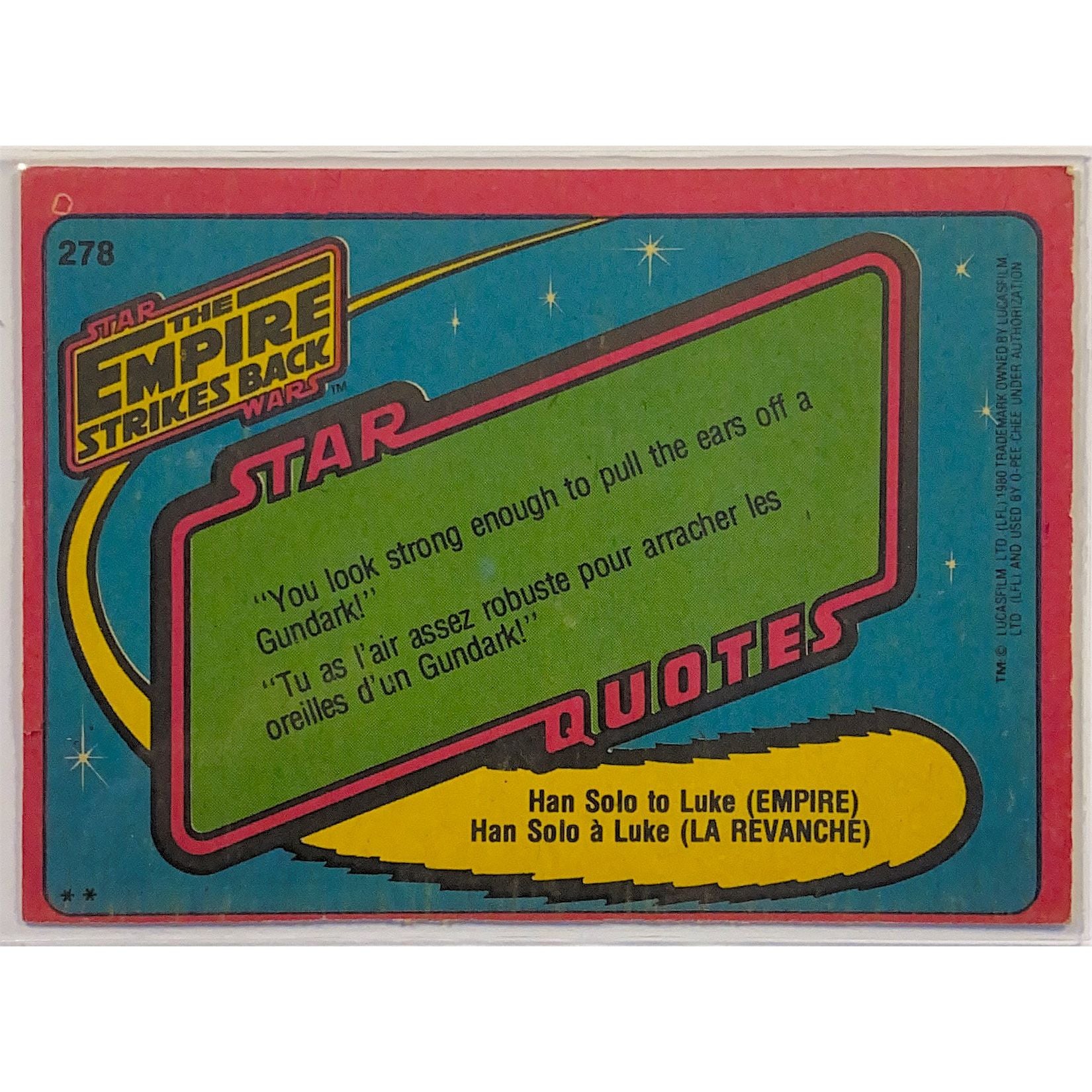  1980 O-Pee-Chee Star Wars The Empire Strikes Back Chewbacca #278  Local Legends Cards & Collectibles