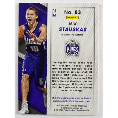 2014-15 Threads Nik Stauskas Rookie Threads