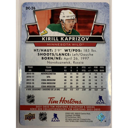  2021-22 Tim Hortons Red Die Cut Kirill Kaprizov  Local Legends Cards & Collectibles