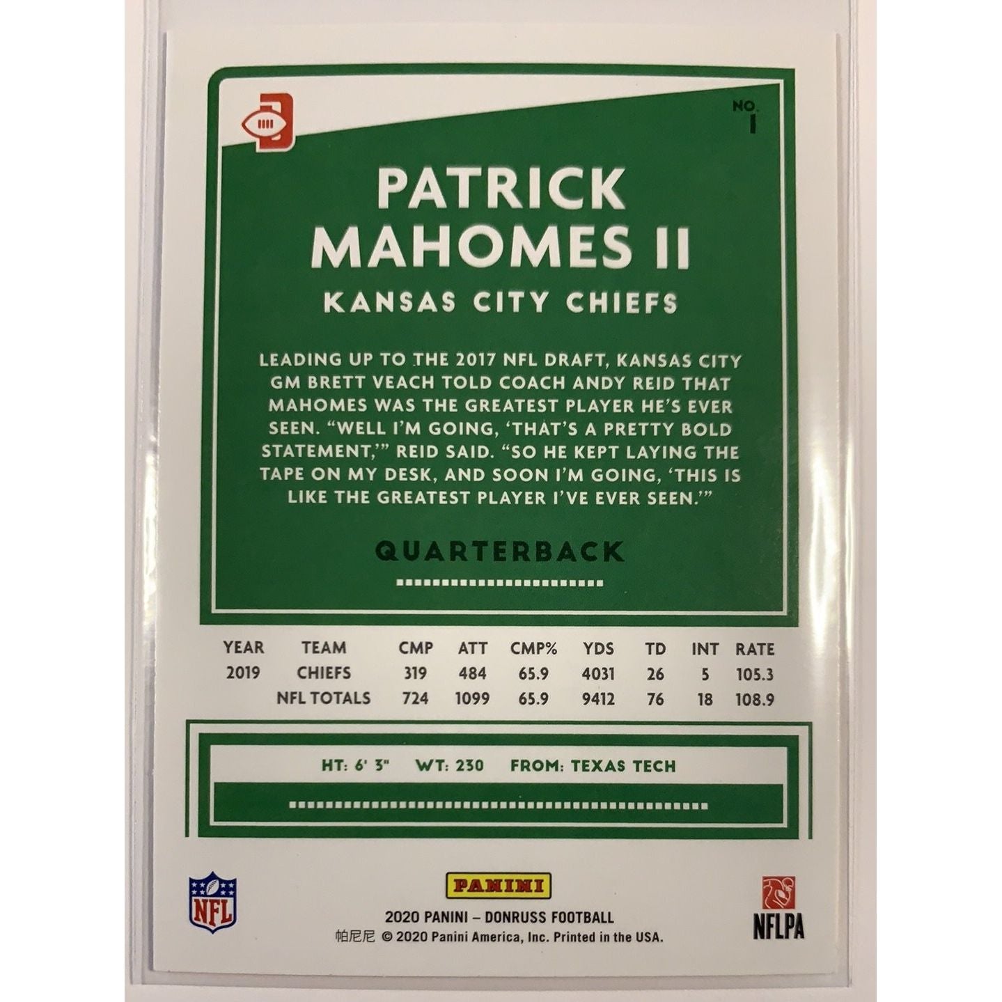  2020 Donruss Patrick Mahomes II Red Press Proof  Local Legends Cards & Collectibles