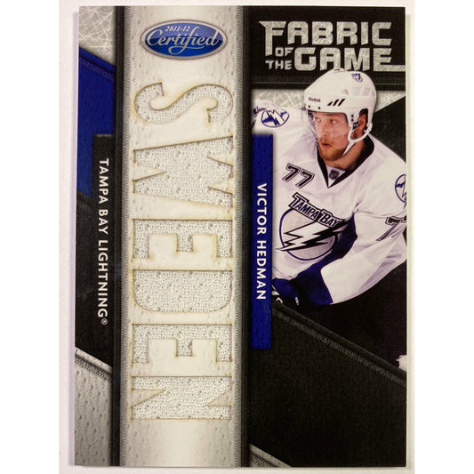  2011-12 Panini Certified Victor Hedman Fabric of the Game “Sweden” Patch /25  Local Legends Cards & Collectibles