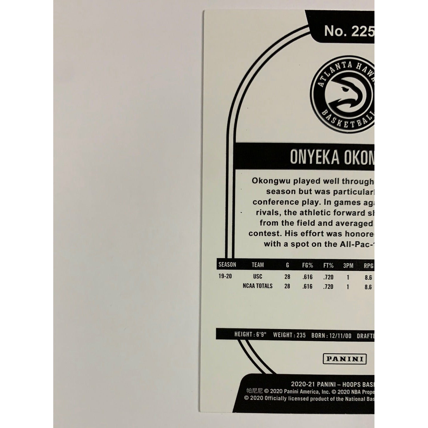 2020-21 Hoops Onyeka Okongwu Winter Parallel RC