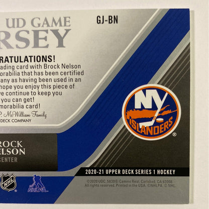 2020-21 Upper Deck Series 1 Brock Nelson UD Game Jersey