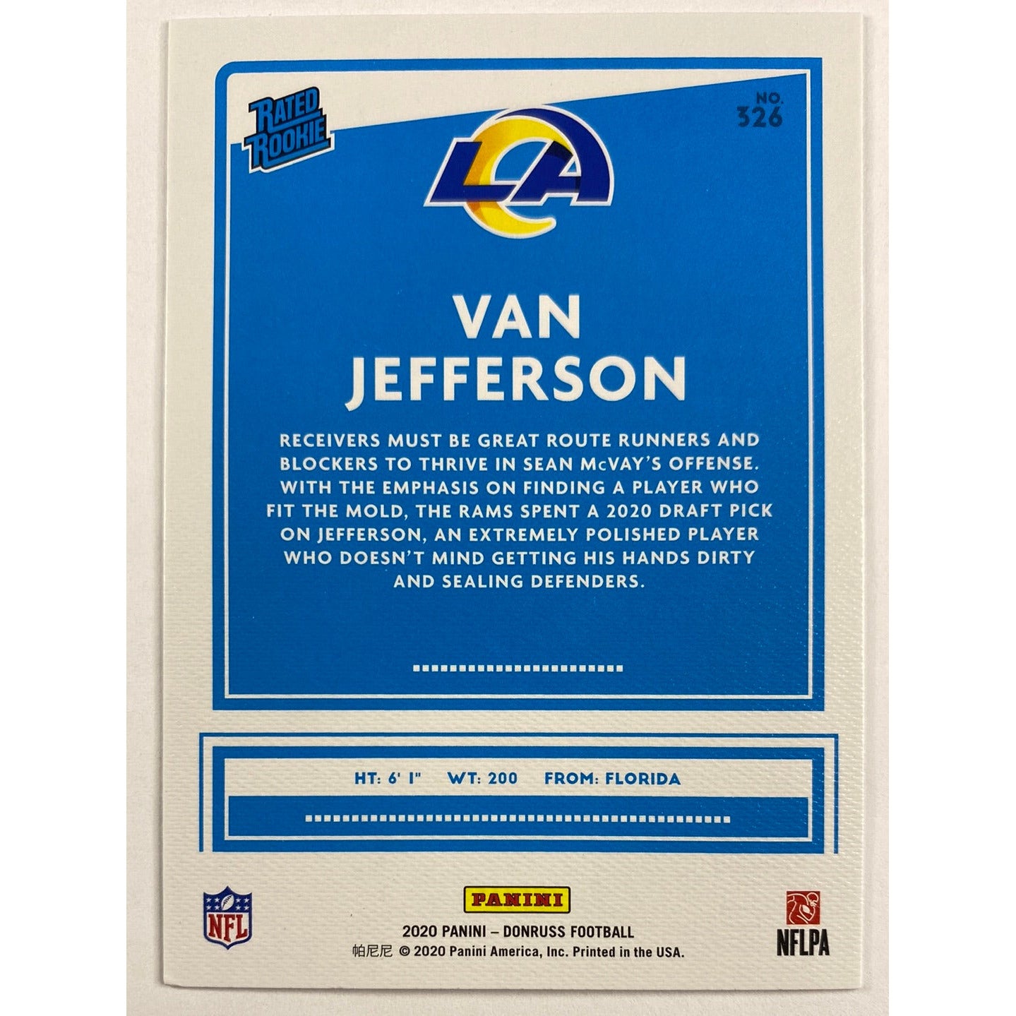 2020 Donruss Van Jefferson Rated Rookie Canvas