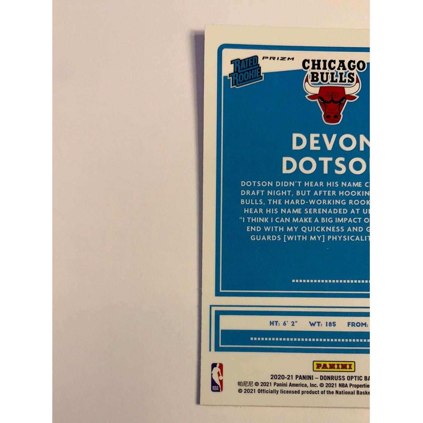 2020-21 Donruss Optic Devon Dotson Purple Prizm Rated Rookie