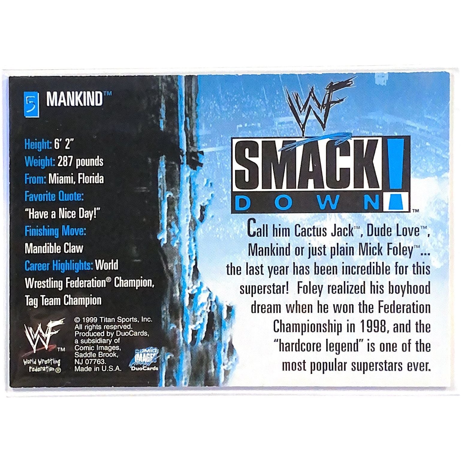  1999 Titan Sports Comic Images Mankind WWF Smackdown! #5  Local Legends Cards & Collectibles