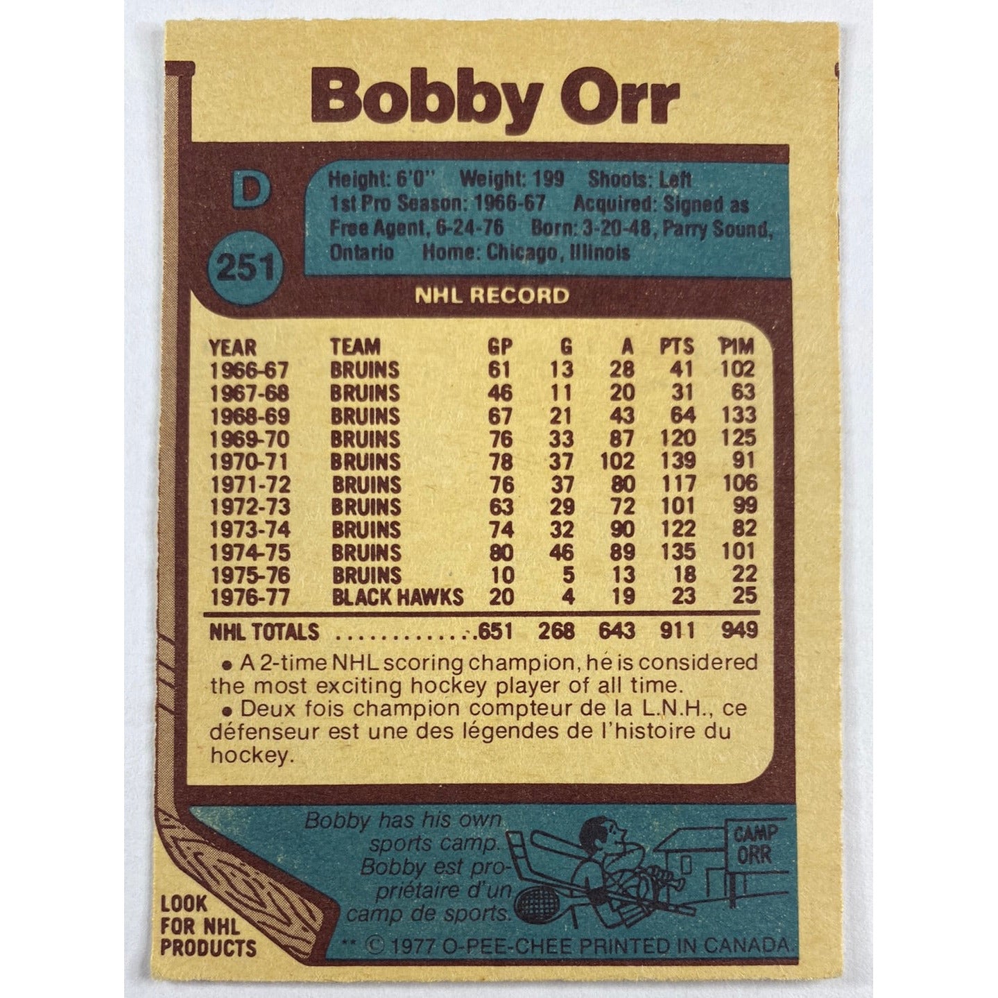 1977-78 O-Pee-Chee Bobby Orr
