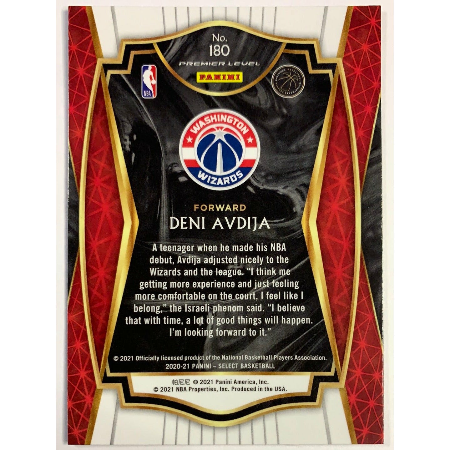 2019-20 Select Deni Avdija Premier Level Rookie Card-Local Legends Cards & Collectibles