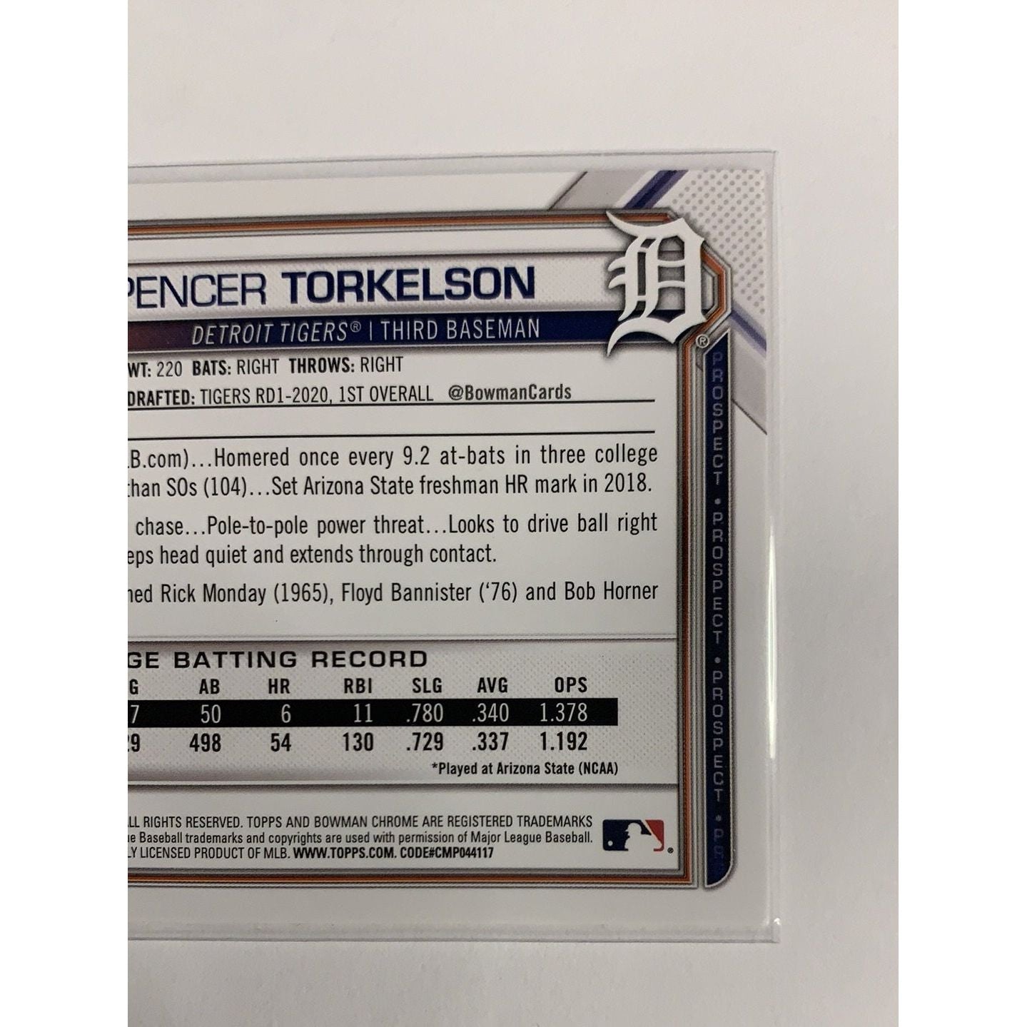  2021 Bowman Spencer Torkelson BP-96  Local Legends Cards & Collectibles