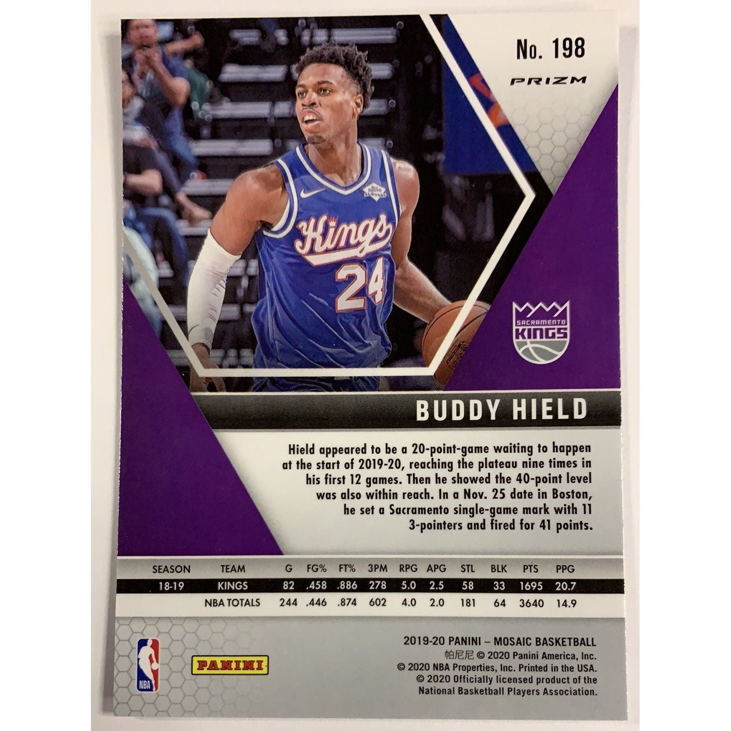  2019-20 Mosaic Buddy Hield Pink Prizm  Local Legends Cards & Collectibles