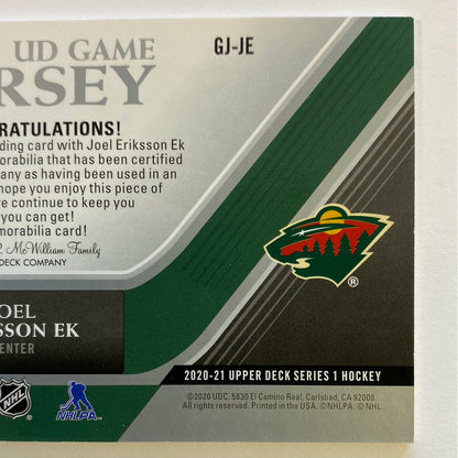 2020-21 Upper Deck Series 1 Joel Eriksson Ek UD Game Jersey