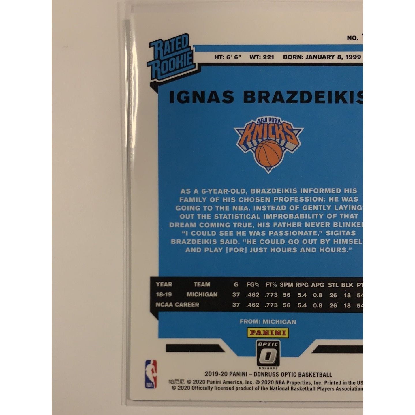 2019-20 Donruss Optic Ignas Brazdeikis Rated Rookie  Local Legends Cards & Collectibles