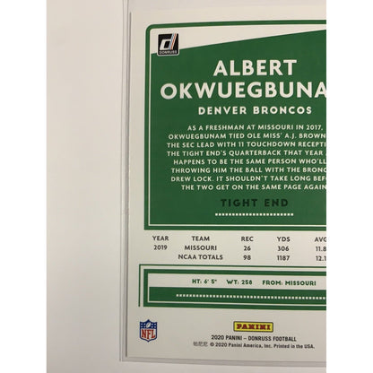  2020 Donruss Albert Okwuegbunam Red Press Proof RC  Local Legends Cards & Collectibles