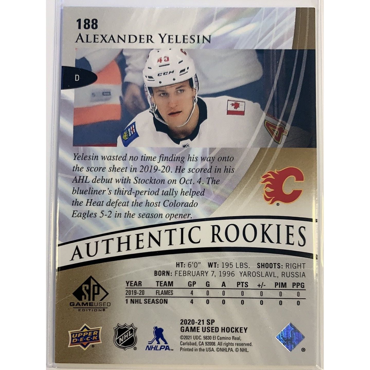  2020-21 SP Game Used Alexander Yelesin Authentic Rookies Gold Burst /299  Local Legends Cards & Collectibles