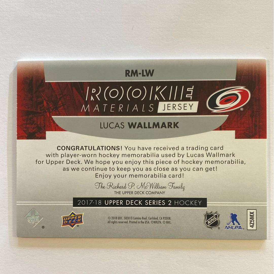 2017-18 Upper Deck Series 2 Lucas Wallmark Rookie Materials