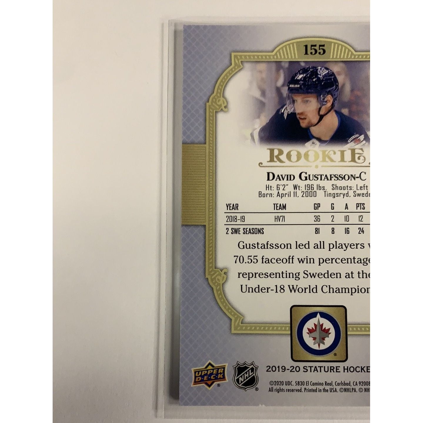  2019-20 Upper Deck Stature David Gustafsson Rookie Card /85  Local Legends Cards & Collectibles