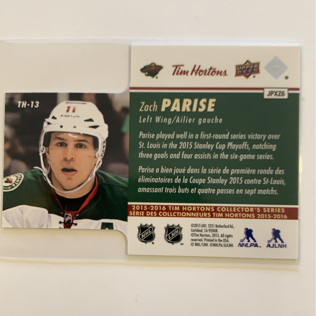  2015-16 Tim Hortons Zach Parise Die Cut  Local Legends Cards & Collectibles