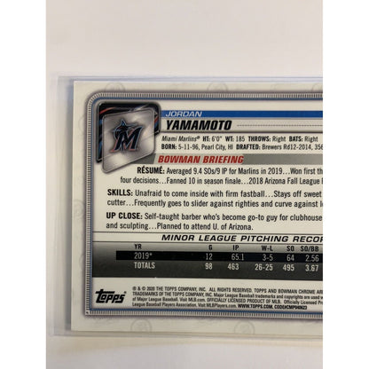  2020 Bowman Chrome Jordan Yamamoto RC  Local Legends Cards & Collectibles