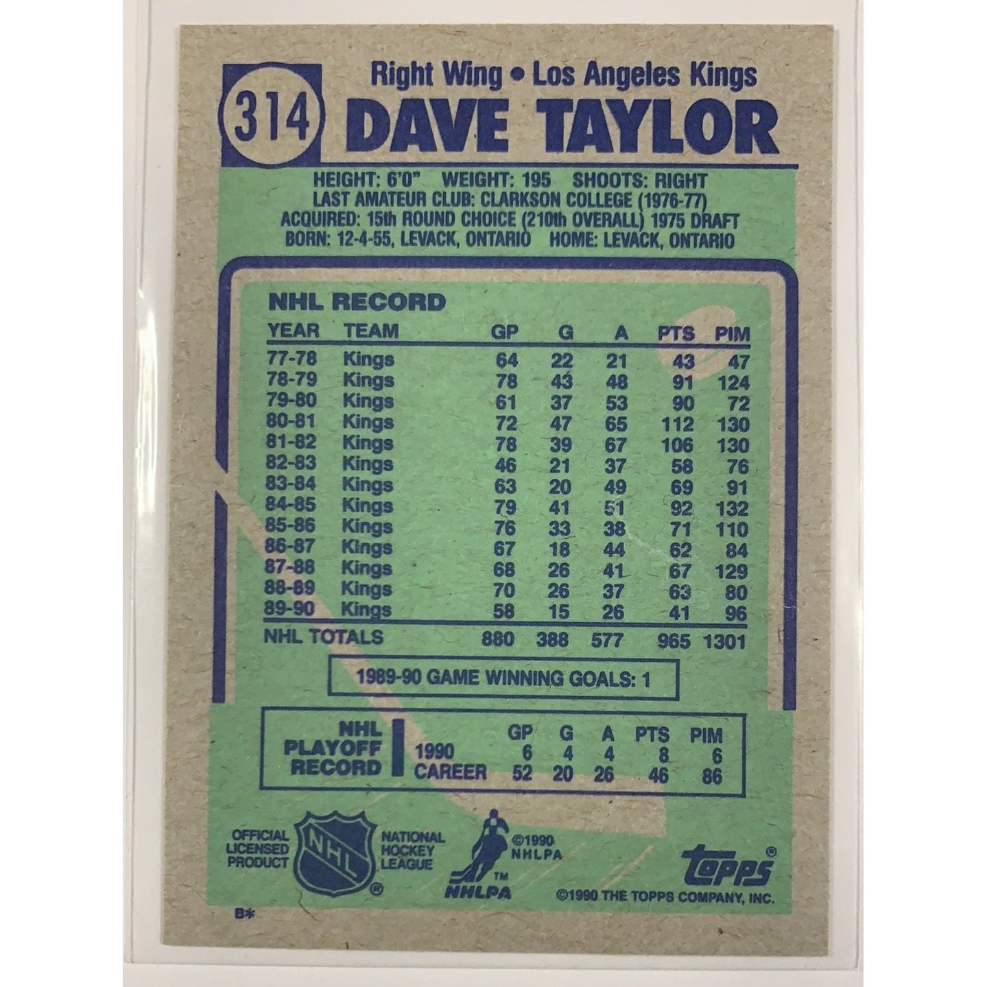  1990 Topps Dave Taylor In Person Auto  Local Legends Cards & Collectibles
