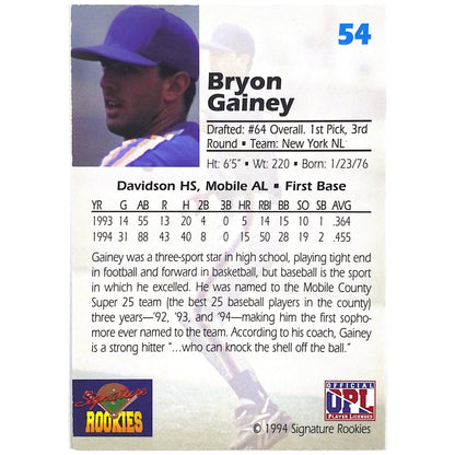 1994 Signature Rookies Bryon Gainey Draft Picks Auto /7750