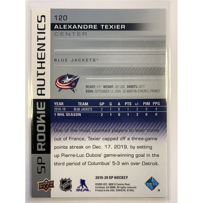  2019-20 SP Alexandre Texier Rookie Authentics /1199  Local Legends Cards & Collectibles