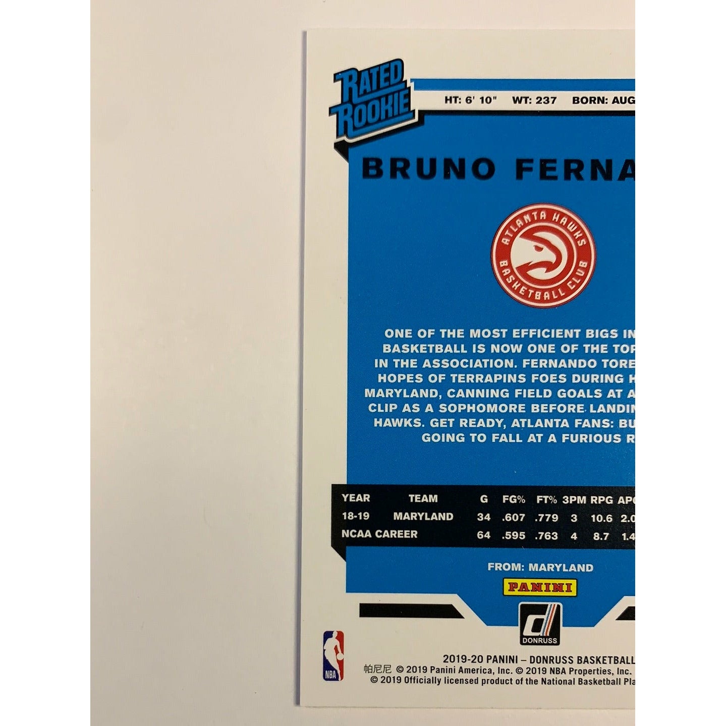 2019-20 Donruss Bruno Fernando Rated Rookie