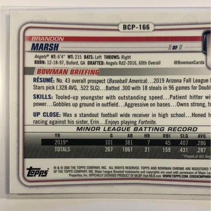  2020 Bowman Chrome Brandon Marsh Mojo Refractor  Local Legends Cards & Collectibles