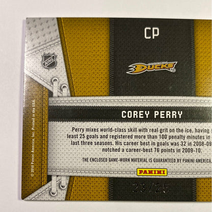 2010-11 Panini Certified Corey Perry Fabric of the Game “NHL” Patch /25