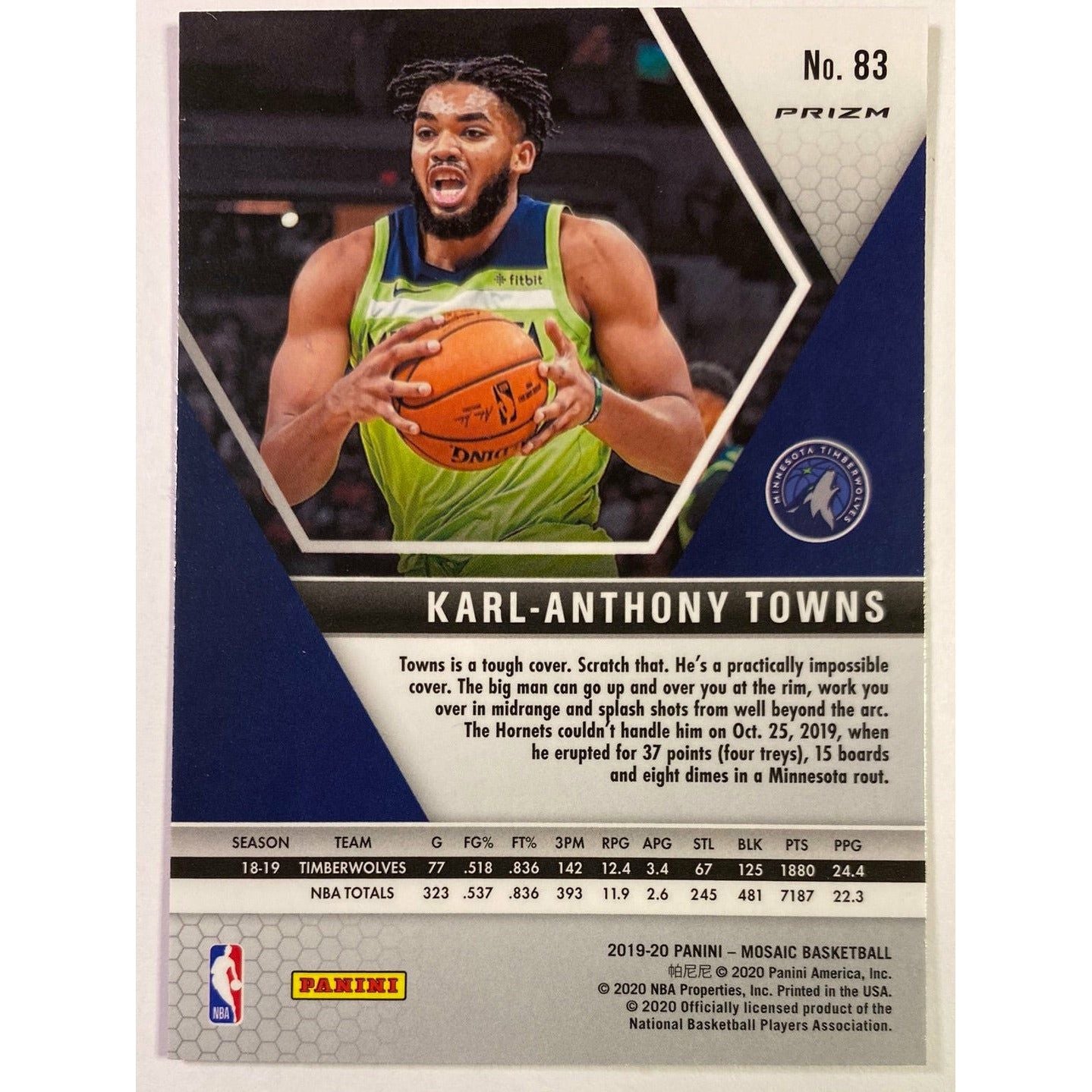  2019-20 Mosaic Karl-Anthony Towns Orange Reactive Prizm  Local Legends Cards & Collectibles