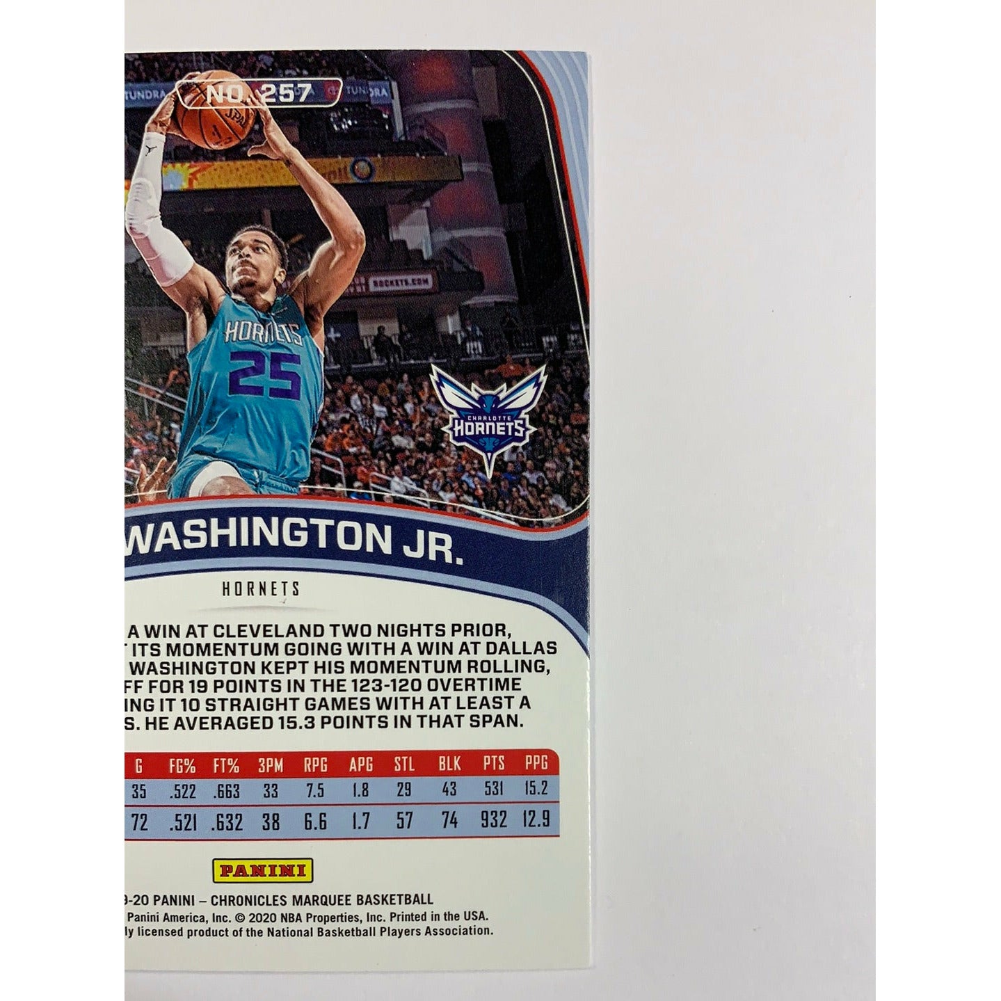 2019-20 Chronicles Marquee Pj Washington Jr RC