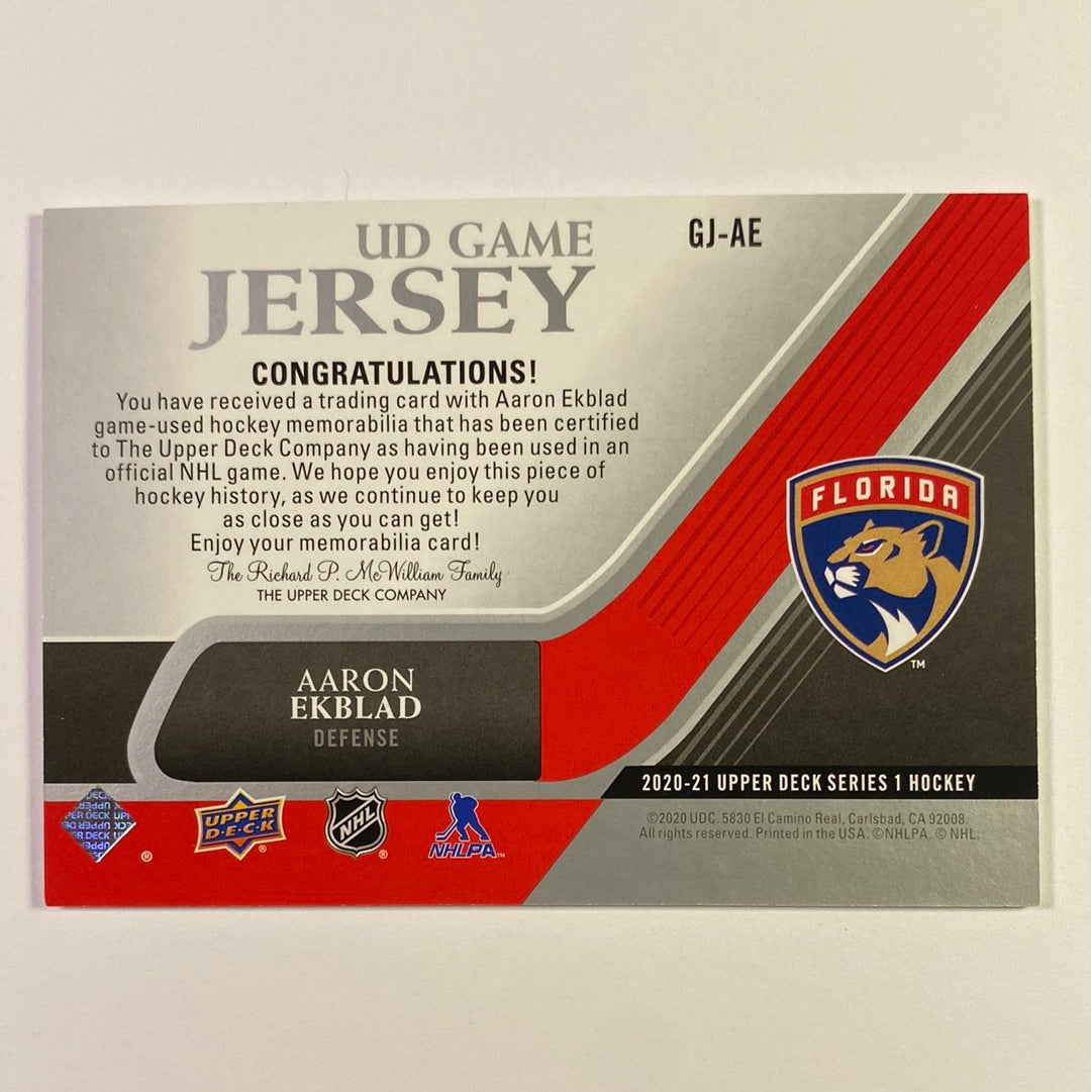 2020-21 Upper Deck Series 1 Aaron Ekblad UD Game Jersey