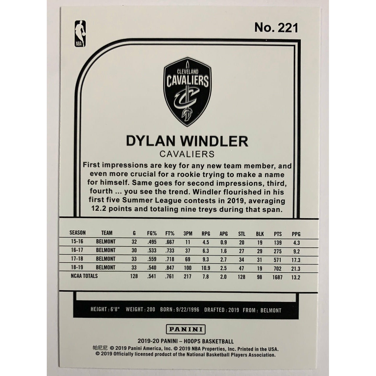 2019-20 Hoops Dylan Windler