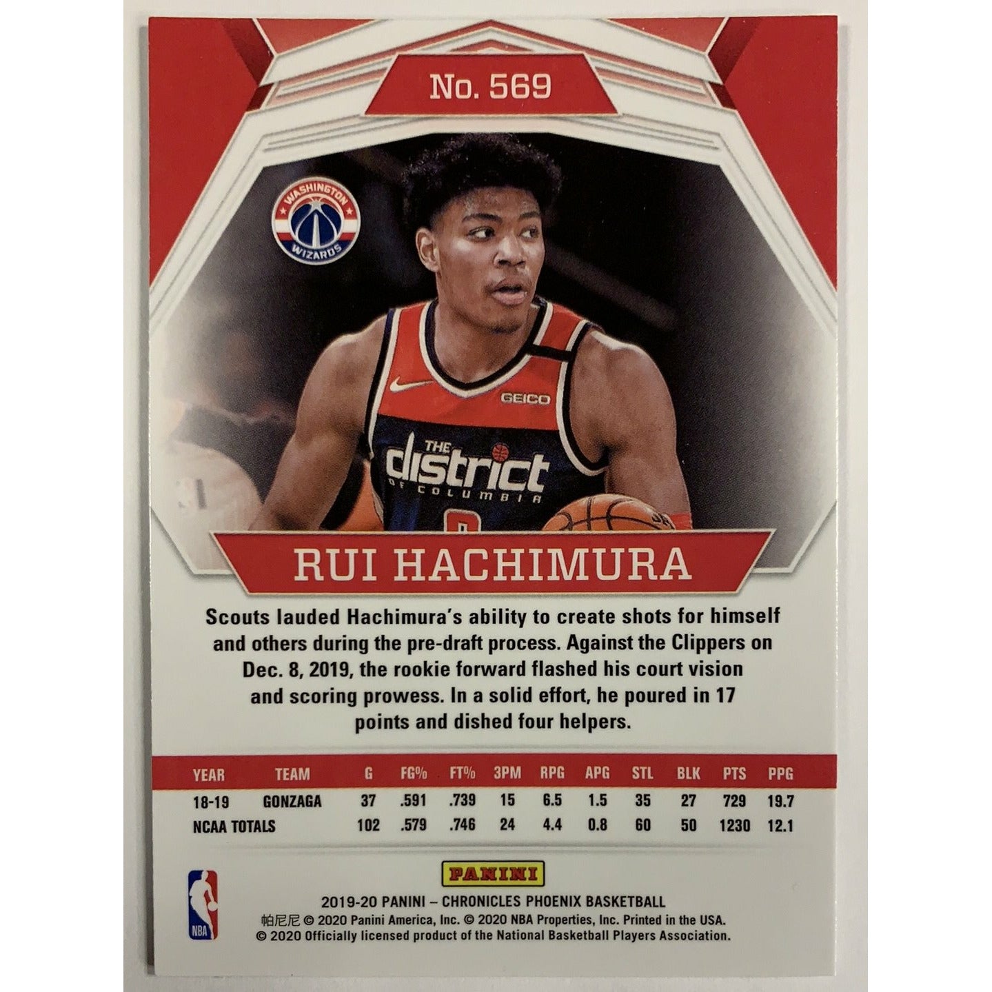 2019-20 Chronicles Phoenix Rui Hachimura Rookie Card-Local Legends Cards & Collectibles