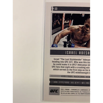  2021 Panini Chronicles Luminance Israel Adesanya  Local Legends Cards & Collectibles