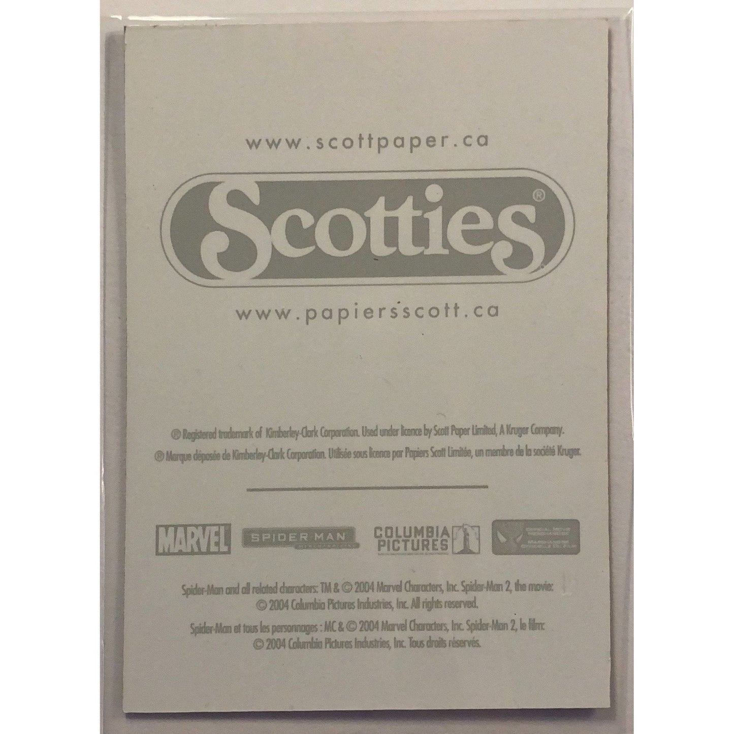  2004 Scotties Tissue Marvel Spider-Man 2 Lenticular Promo Card #D0077  Local Legends Cards & Collectibles