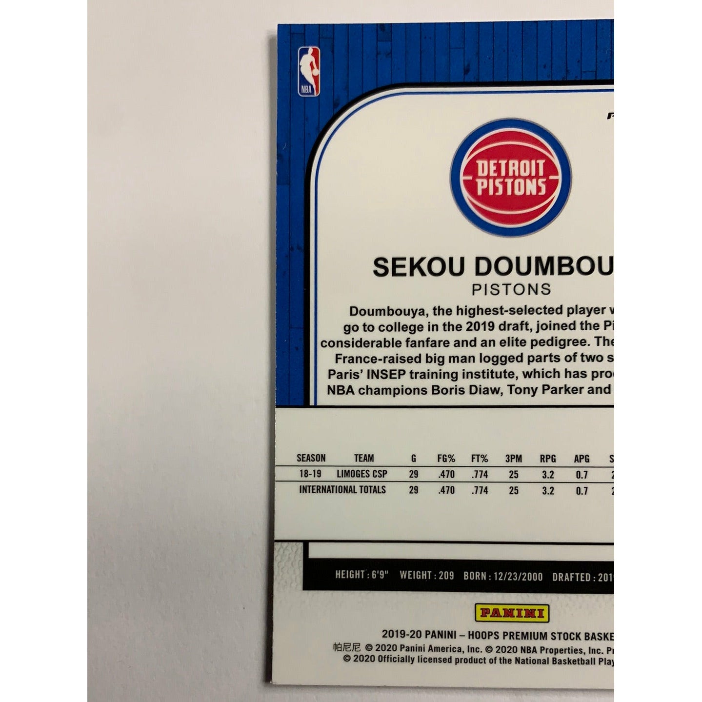 2019-20 Hoops Premium Stock Sekou Doumbouya Fast Break Prizm RC