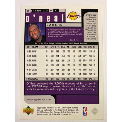  1998-99 Upper Deck Collectors Choice Shaquille O’Neal  Local Legends Cards & Collectibles