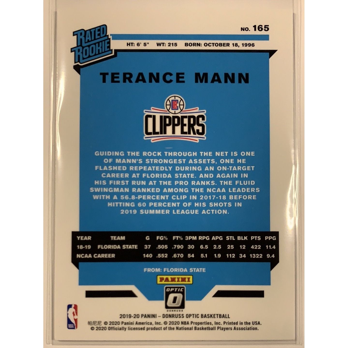  2019-20 Donruss Optic Terance Mann Rated Rookie  Local Legends Cards & Collectibles