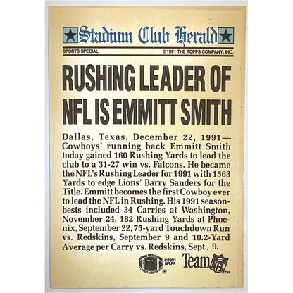 1992 Topps Stadium Club Emmitt Smith Members Only