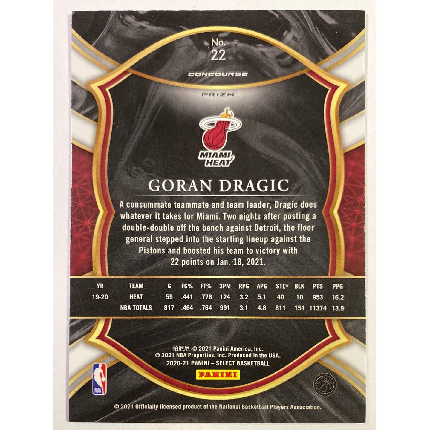  2020-21 Select Concourse Level “Dragon” Goran Dragic Green Purple Holo Prizm  Local Legends Cards & Collectibles