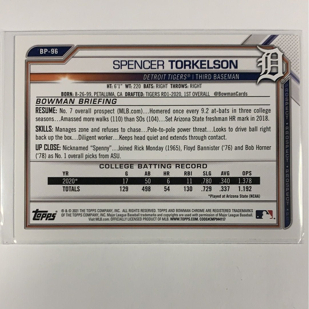  2021 Bowman Spencer Torkelson BP-96  Local Legends Cards & Collectibles