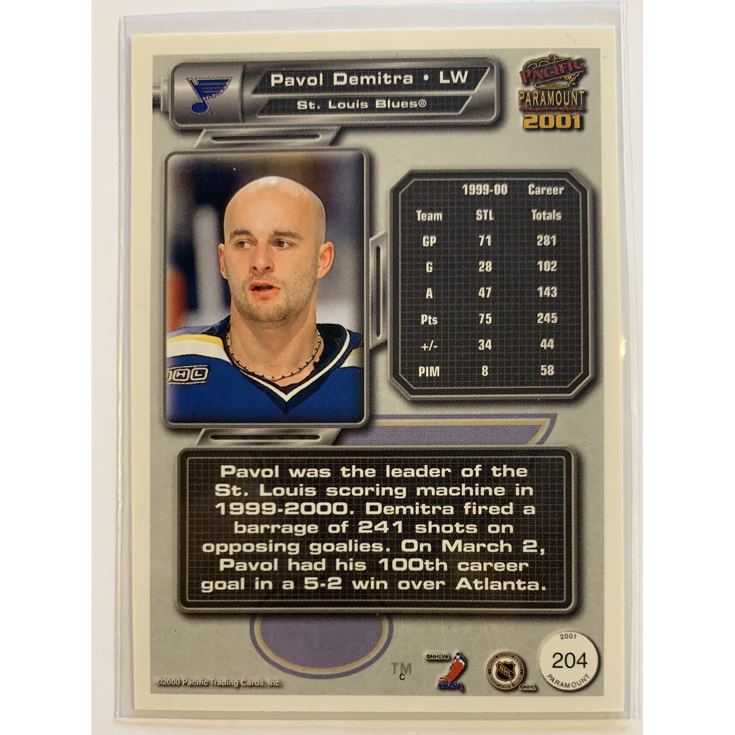  2000-01 Pacific Paramount Pavol Demitra Gold Holo /74  Local Legends Cards & Collectibles