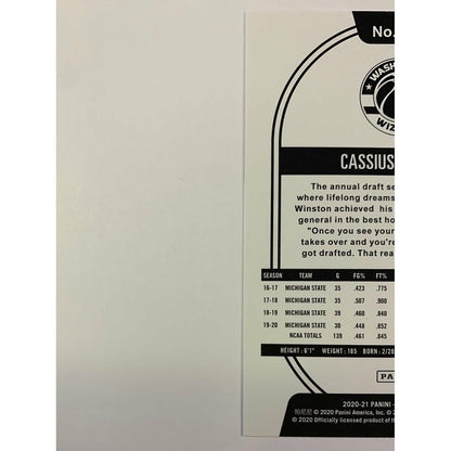 2020-21 Hoops Cassius Winston RC
